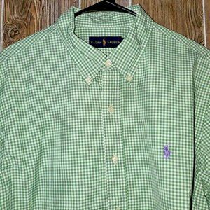 VTG Ralph Lauren  Green Gingham Check Shirt